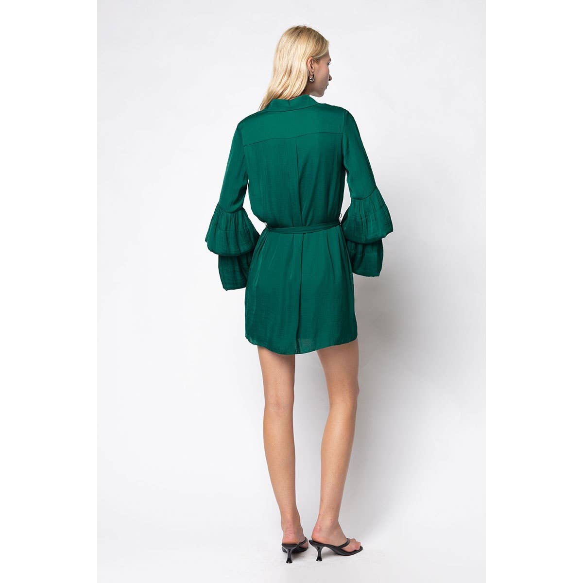 Naked Zebra - Venta al por mayor Vestido - Mujer - Minivestido camisero con mangas acampanadas10