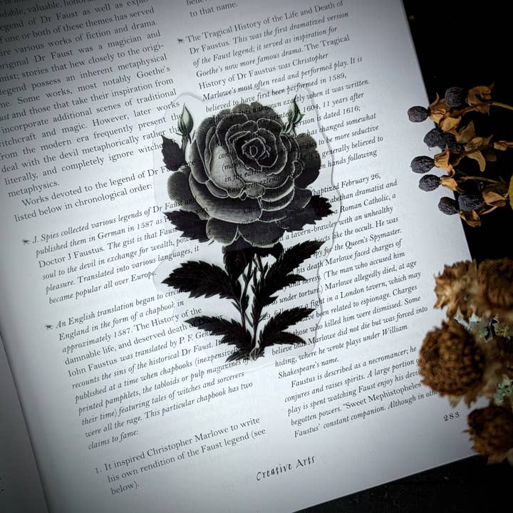 Marcador de livros claros - Obra Vintage Black Rose Goth Gothic por atacado de Dark Veinlet