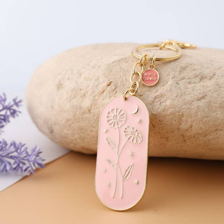 ACCITY - Wholesale Keychain - Women's - Botanical Enamel Keychain with Birth Flower_CWMM98383