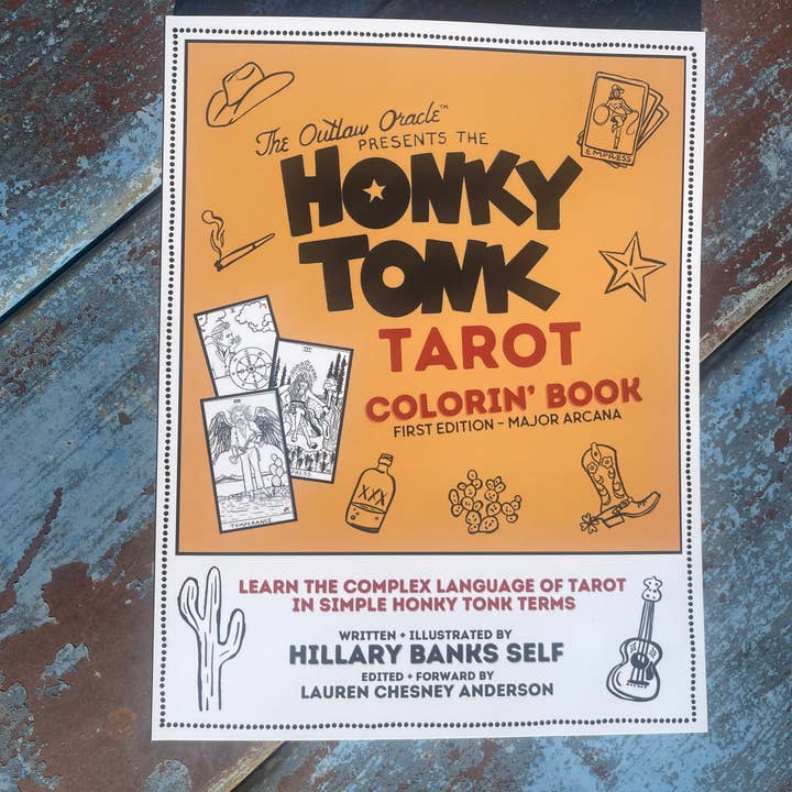The Outlaw Oracle - Wholesale Tarot Cards - The Outlaw Oracle's Honky Tonk Tarot Colorin' Book - Rebel T12