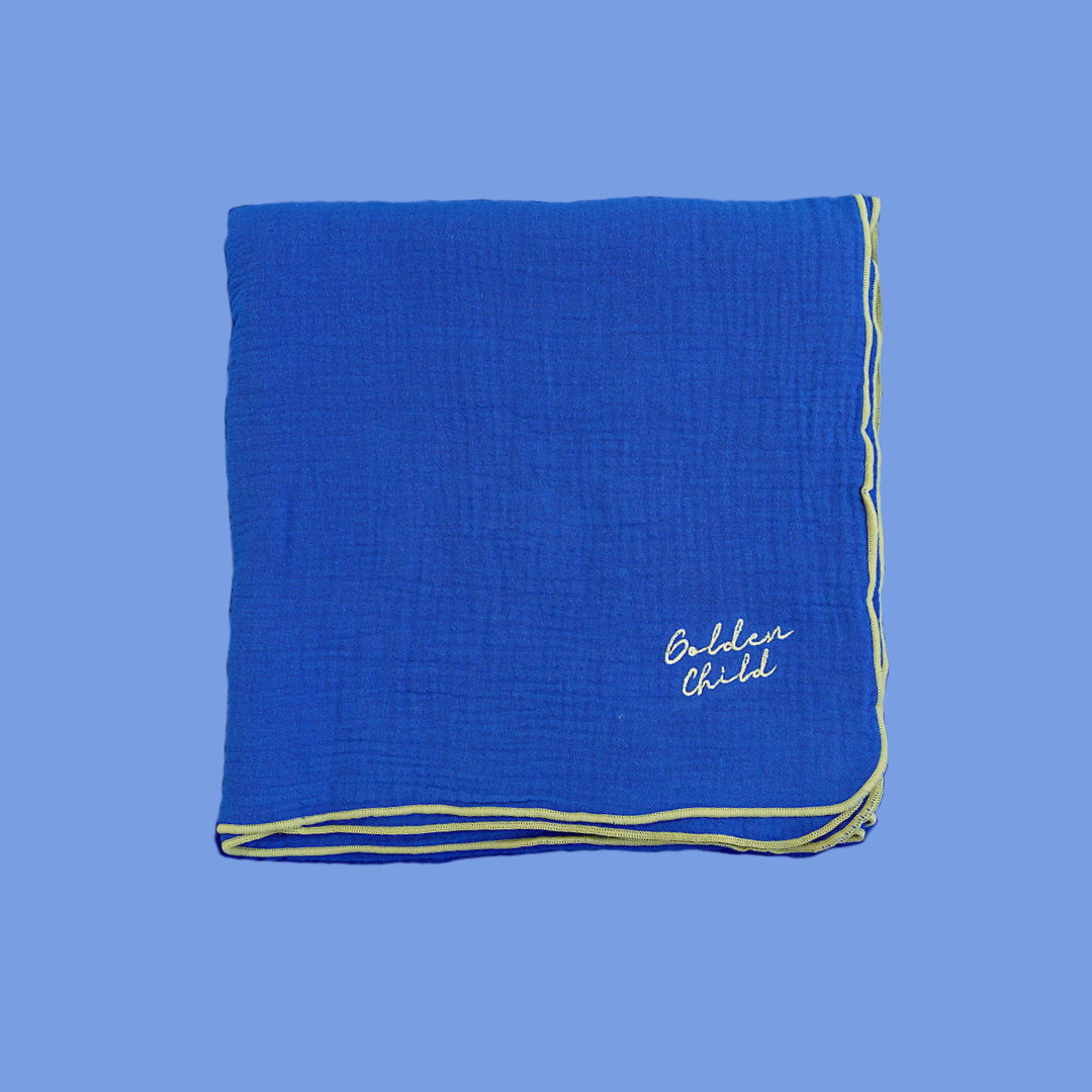 Golden Child - Wholesale Bedding Blanket - Kids & Baby - Retro Ribbed Trim Gauze Cotton Blanket - Electric & Lime5