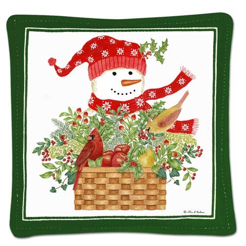 Single Spiced Mug Mat S11-352 Snowman Basket for wholesale by Alice's Cottage