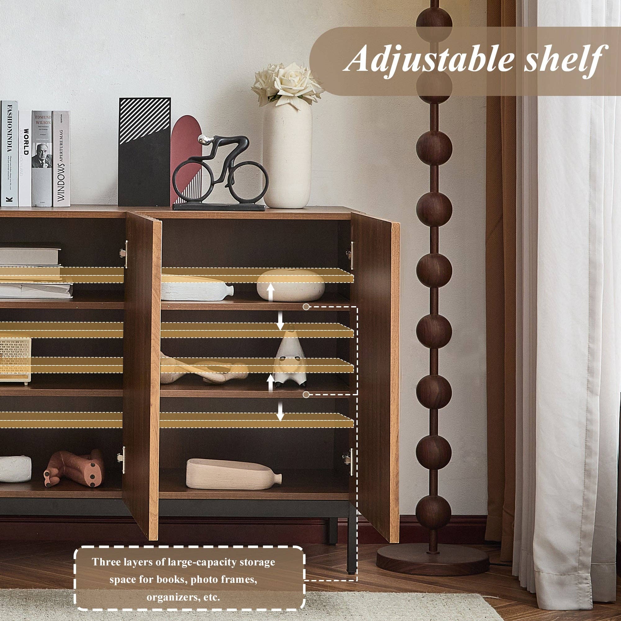 Urban Meuble – wholesale Skänk – Buffé i mörk ådrad vintage ek-effekt med vågig 3D-yta 150x40x80cm GHOTS19