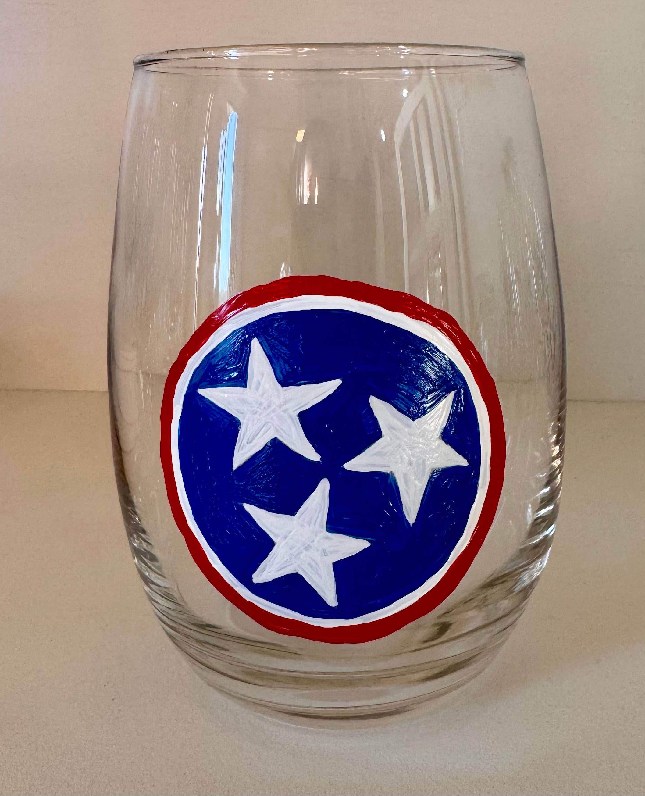 Hand Painted Glass, Co - Wholesale Wine Glass - Tennessee Tristar Stemless Glass – 20 Oz.2