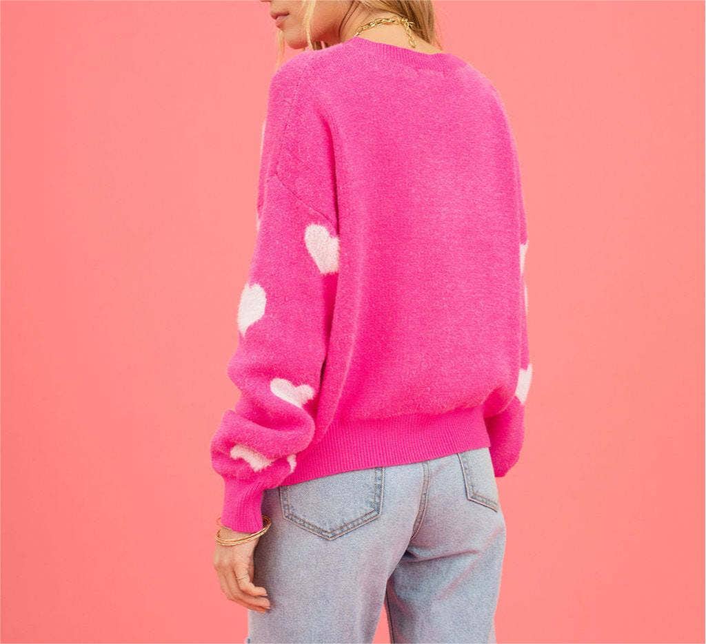 Rose red Love Crew Neck Pullover Sweetheart Sweater for wholesale on Faire3