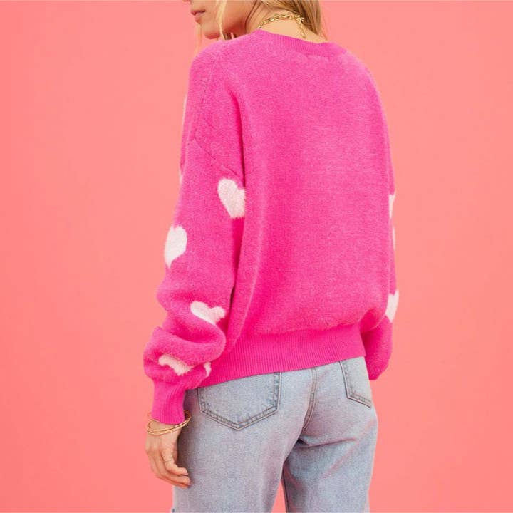 Rose red Love Crew Neck Pullover Sweetheart Sweater for wholesale on Faire3