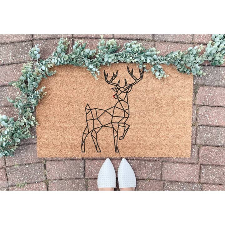 Geometrische kerstdeurmat met geometrisch rendierdecor voor wholesale door ShopByThePalms