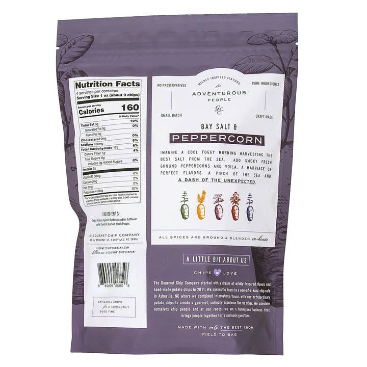 The Gourmet Chip Company - Wholesale Chips - Bay Salt and Peppercorn Thick Cut Potato Chips - Case of 123