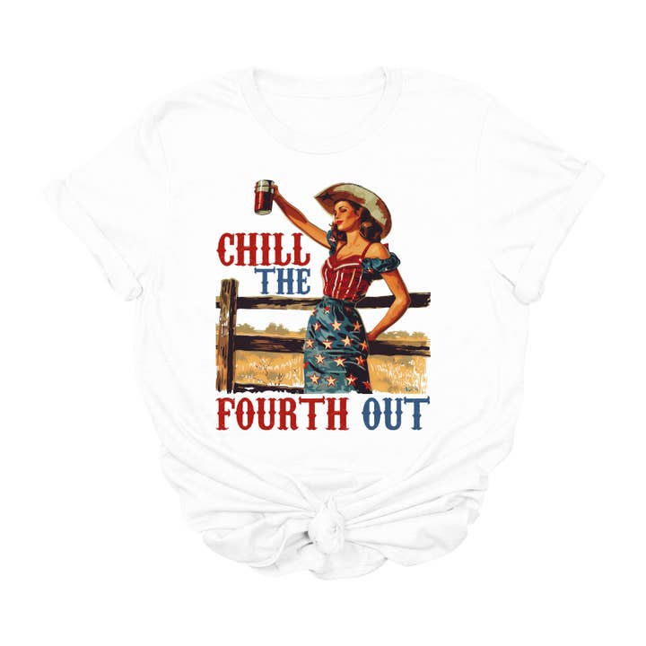 House of Savvy - Wholesale T-shirt (graphic) β women's - Chill the Fourth Out Patriotic Graphic Tee β Retro Western 4th of July Shirt for Women2