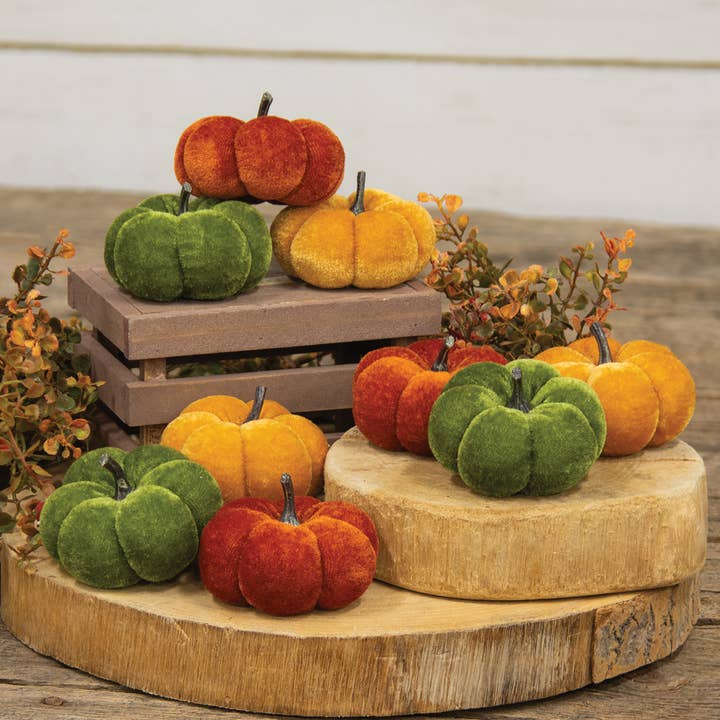 Bright Ideas - Wholesale Decorative Tabletop Object - 9/Set Velvet Pumpkins1