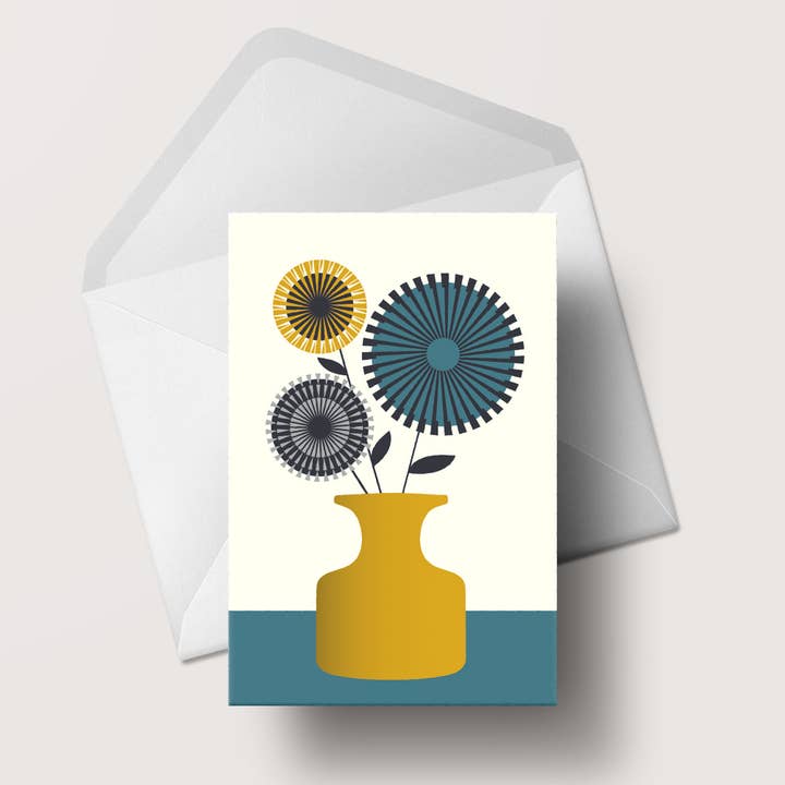 Gail Myerscough - Wholesale Everyday greeting card - Mustard Vase Greeting Card1
