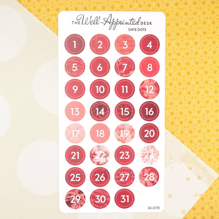 The Well-Appointed Desk - Wholesale Sticker - Date Dots Sticker Sheet (24-017)2