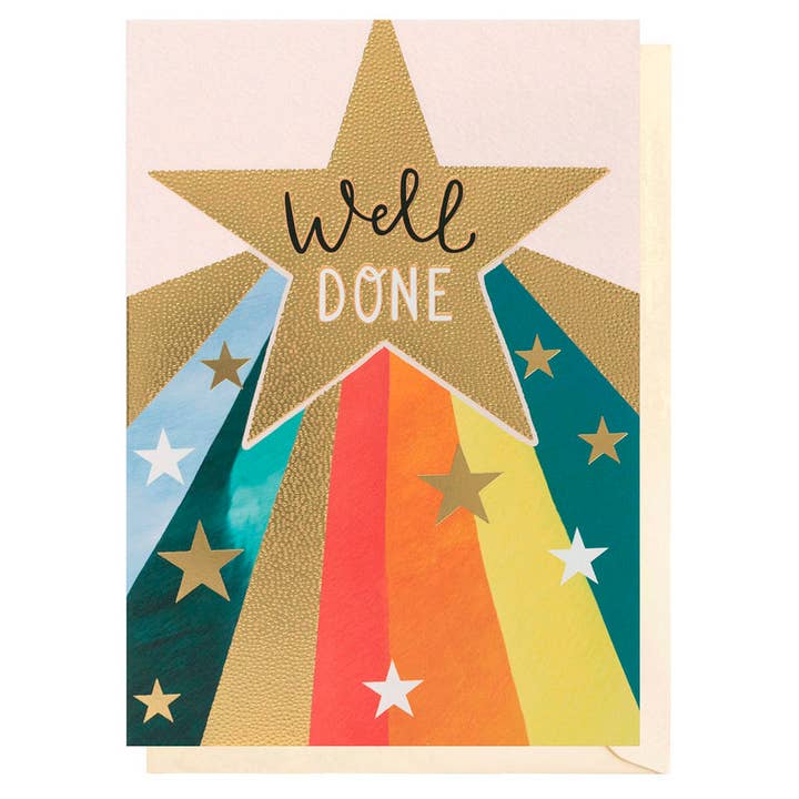 Well Done Rainbow Star | Congratulations Card for wholesale by Louise Tiler