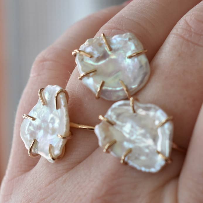 Parelring met munt voor wholesale door Jen Hough Designs