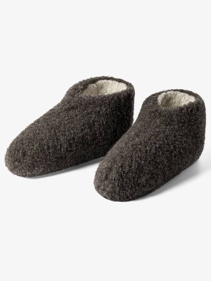 The Cozy Sheep – wholesale Tofflor - Unisex – Ulltofflor - Mörkgrå/brun (Låg modell)