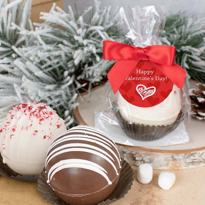 Valentine's Day White Peppermint Hot Cocoa Bomb - Happy Valentine's Day for wholesale by Just Candy