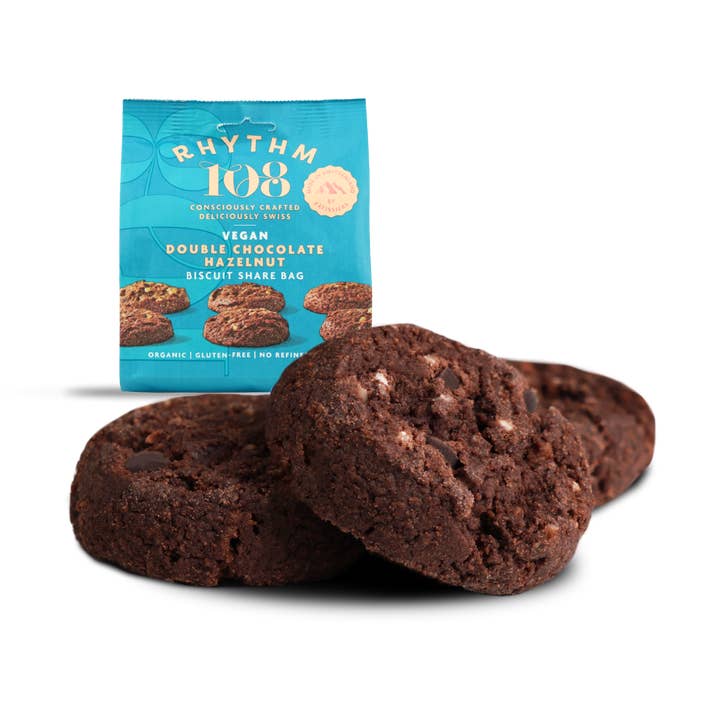 Rhythm108 - Venta al por mayor Galletas - Bolsa para compartir galletas veganas doble chocolate avellana 135g