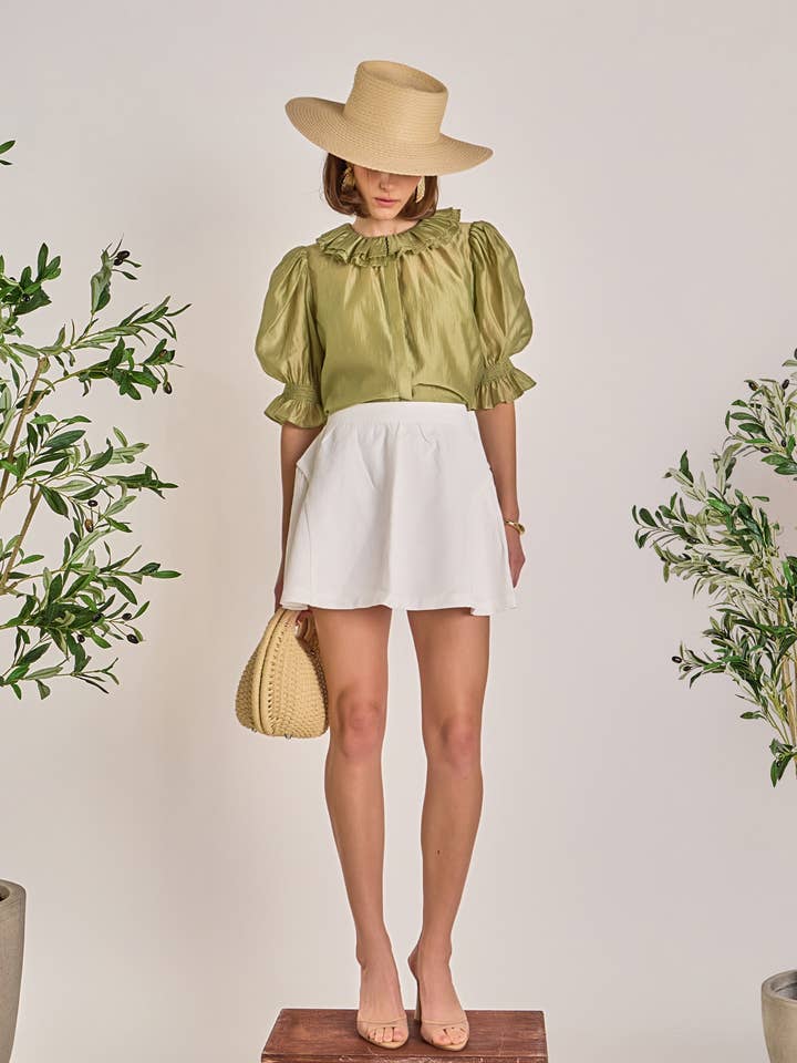 Ruffled Short Sleeves Blouse for wholesale by English Factory