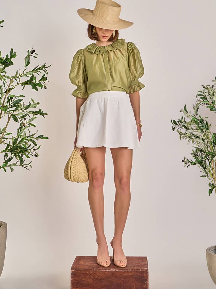 Blouse à manches courtes à volants pour la vente par English Factory