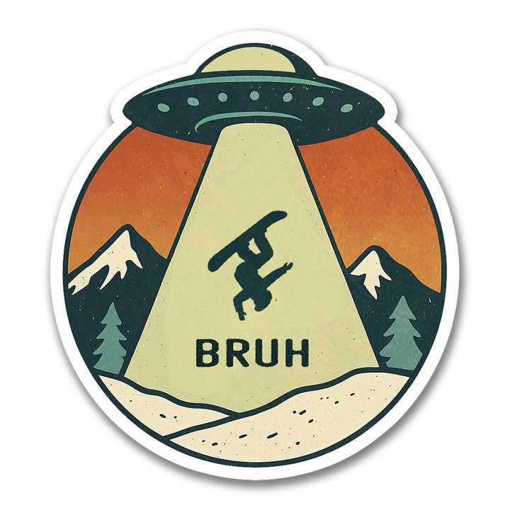 Bruh Autocollant de Snowboard OVNI pour la vente par Sock Harbor / Bigfoot Sock Co.