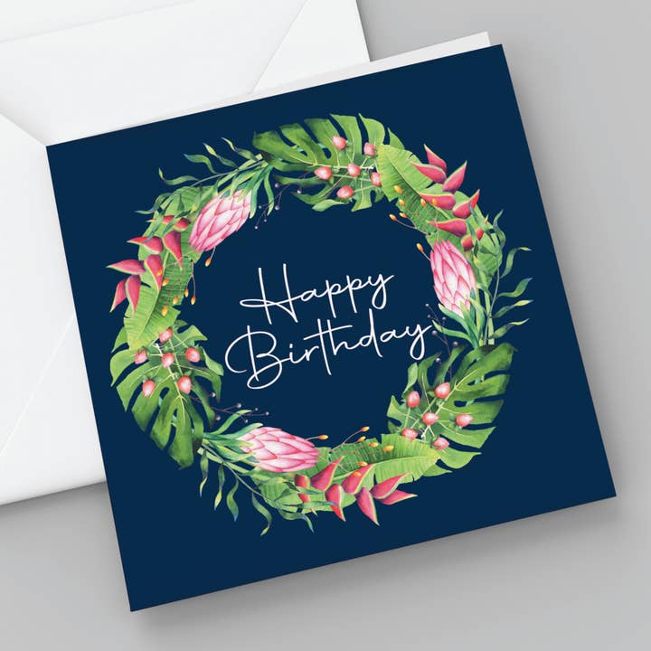 Happy Birthday Kranz-Karte für den Großhandel von Cherry Pete Ltd