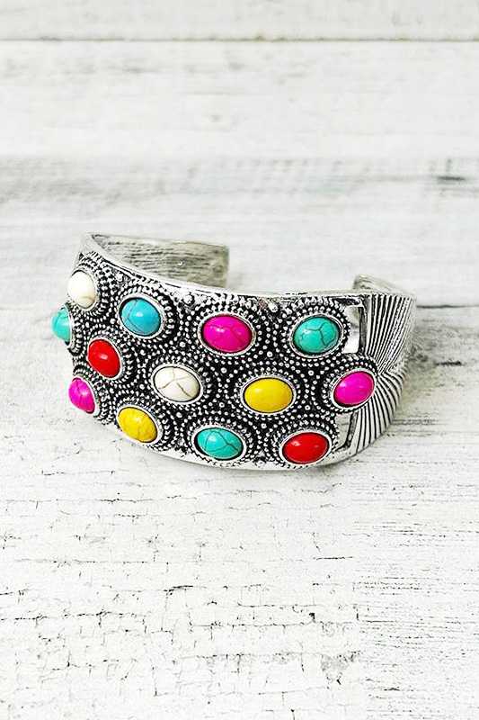 Artini Accessories - Wholesale Cuff Bracelet - Bejeweled Western Stone Bangle2