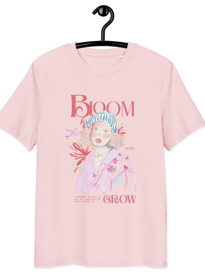 T-shirt unisexe en coton biologique en rose coton pour la vente par MiniDei