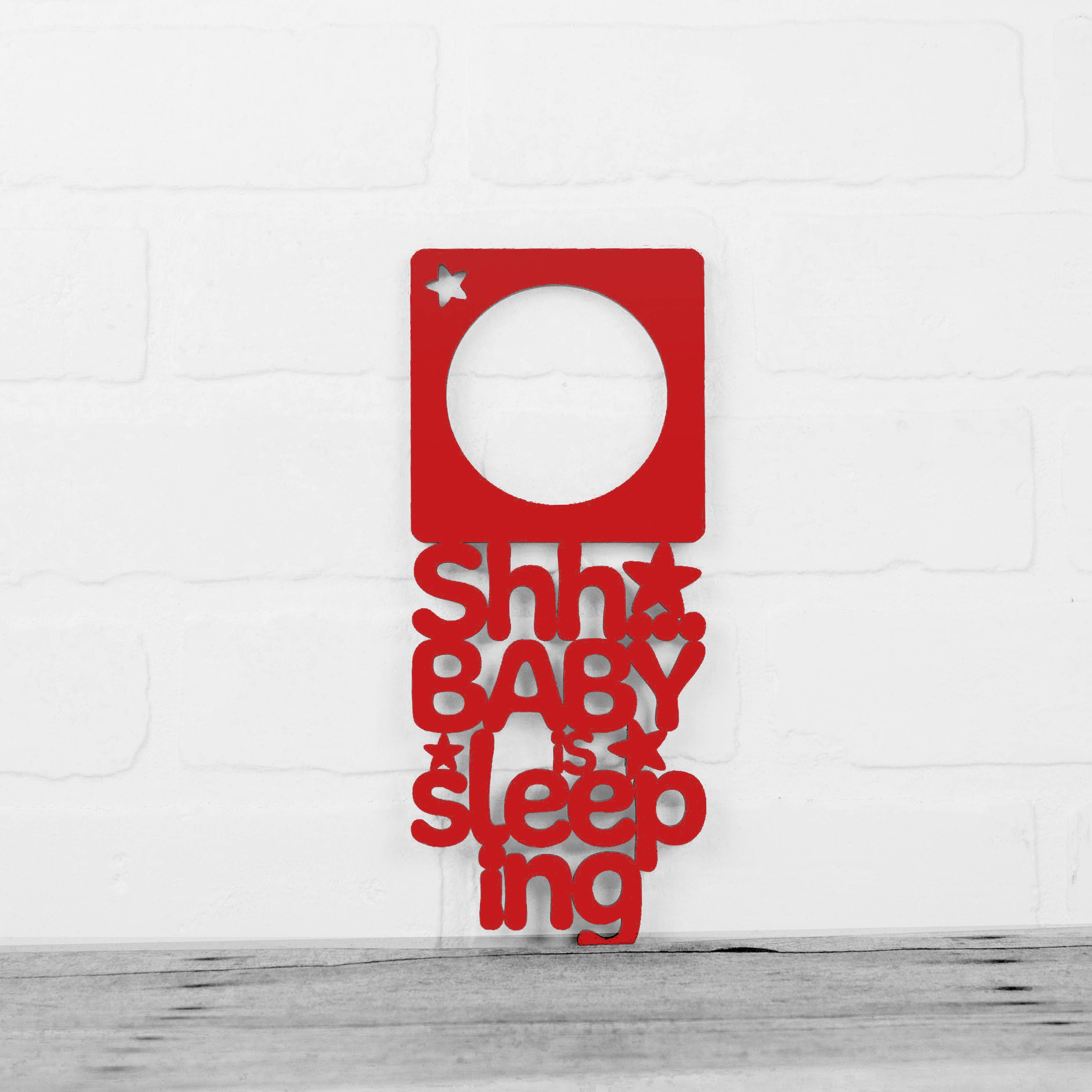 Spunky Fluff - Wholesale Wall Decor - Kids & Baby - Shhh... The Baby Is Sleeping Wood Nursery Door Hanger Sign11