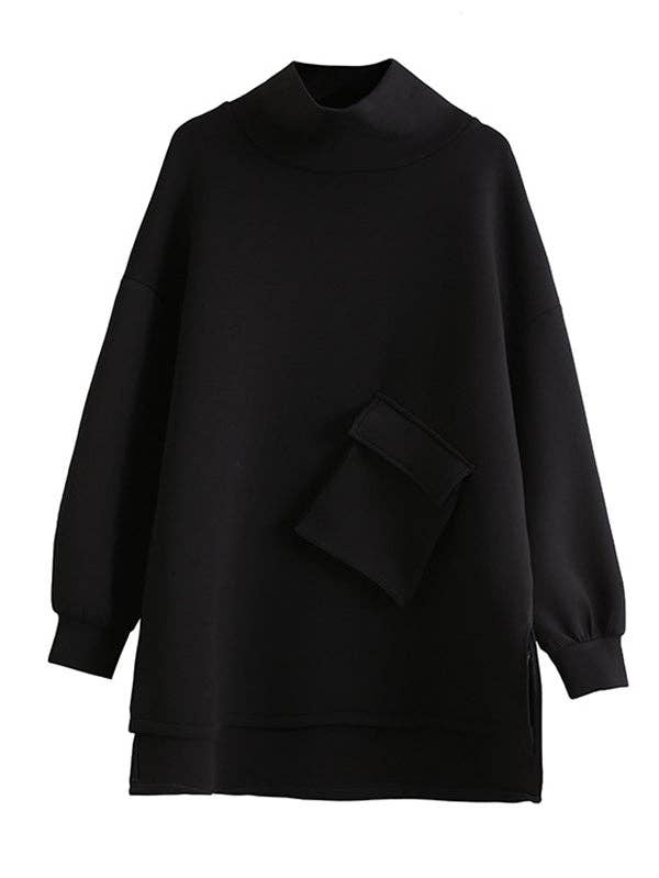 BLACK Thicken High-Neck T-Shirts Sweatshirt Tops for wholesale on Faire6