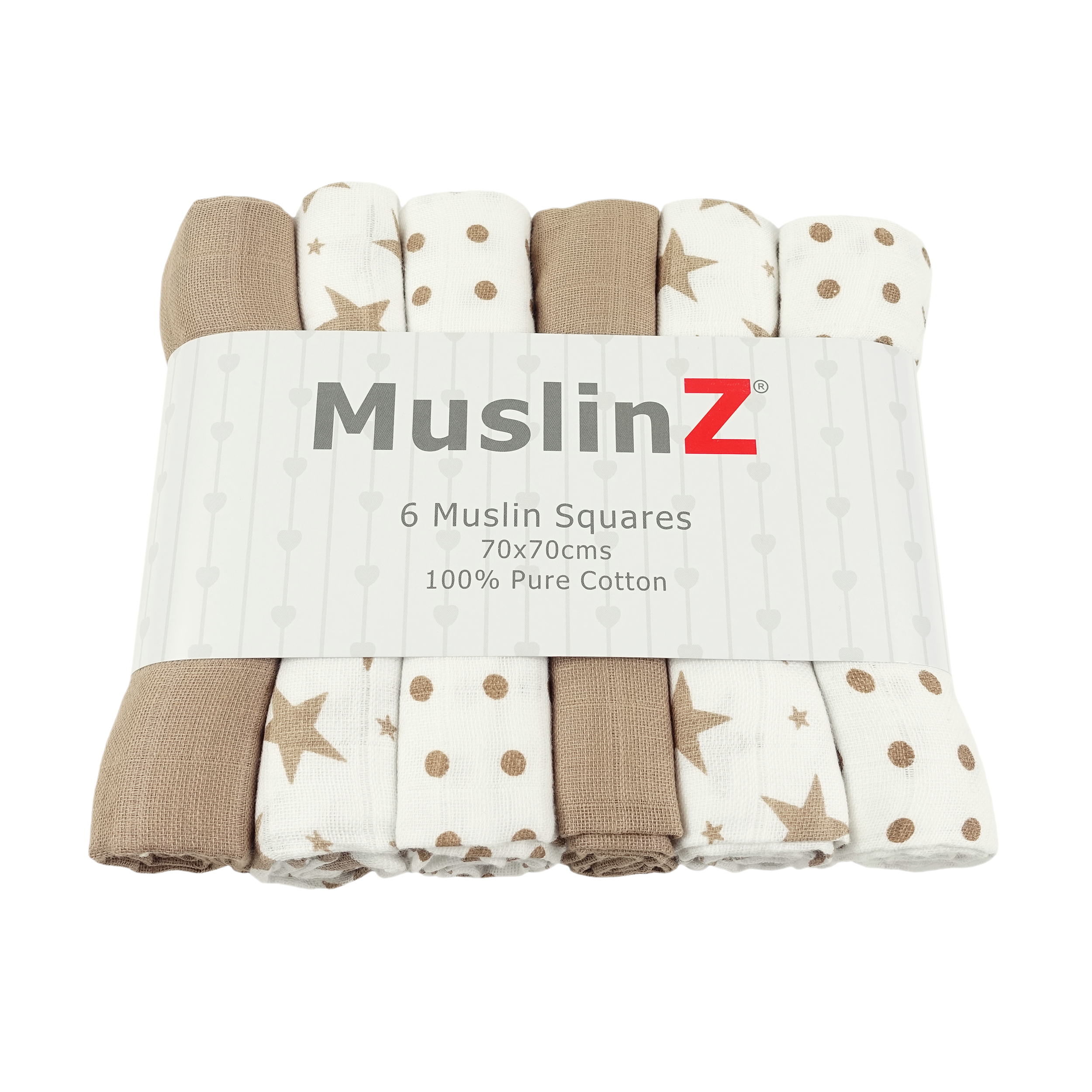 Muslinz - MerryGoRoundUK Ltd - Wholesale Spuuglapje - Baby - MuslinZ 6 stuks katoenen mousseline doeken - Sterrencombinatie2
