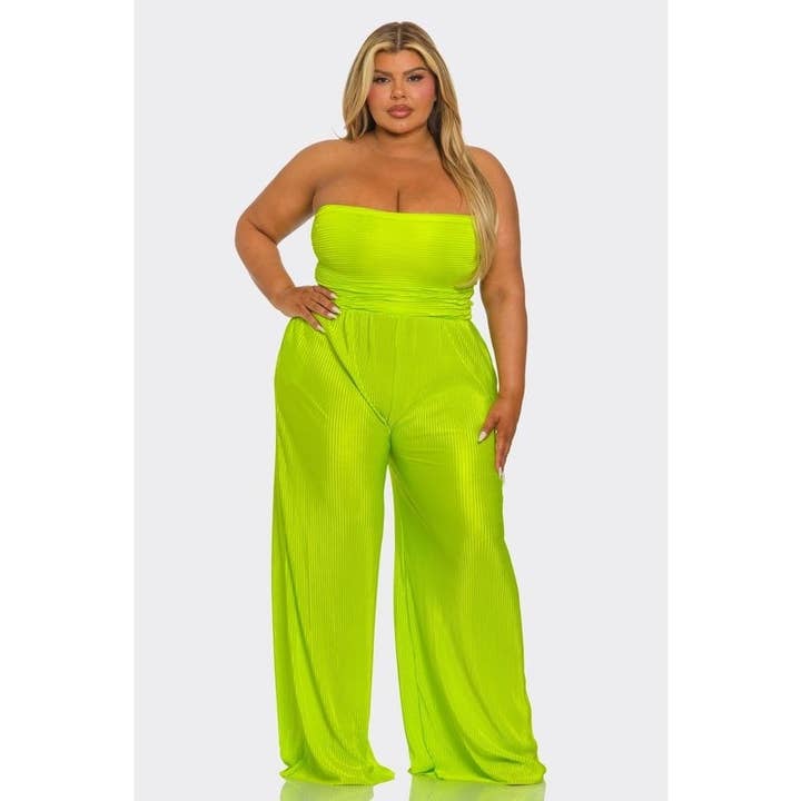 Black Pearl Clothing – wholesale Jumpsuit – Women's – PLUS SIZE CLOTHING PLISSE STRAPLESS JUMPSUIT