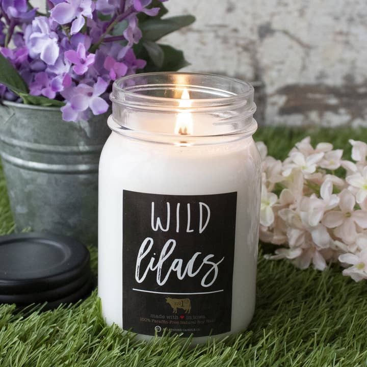 Milkhouse Candle Company - Wholesale Jar/Filled Candle - 13 oz Mason Jar Candle: Wild Lilacs1