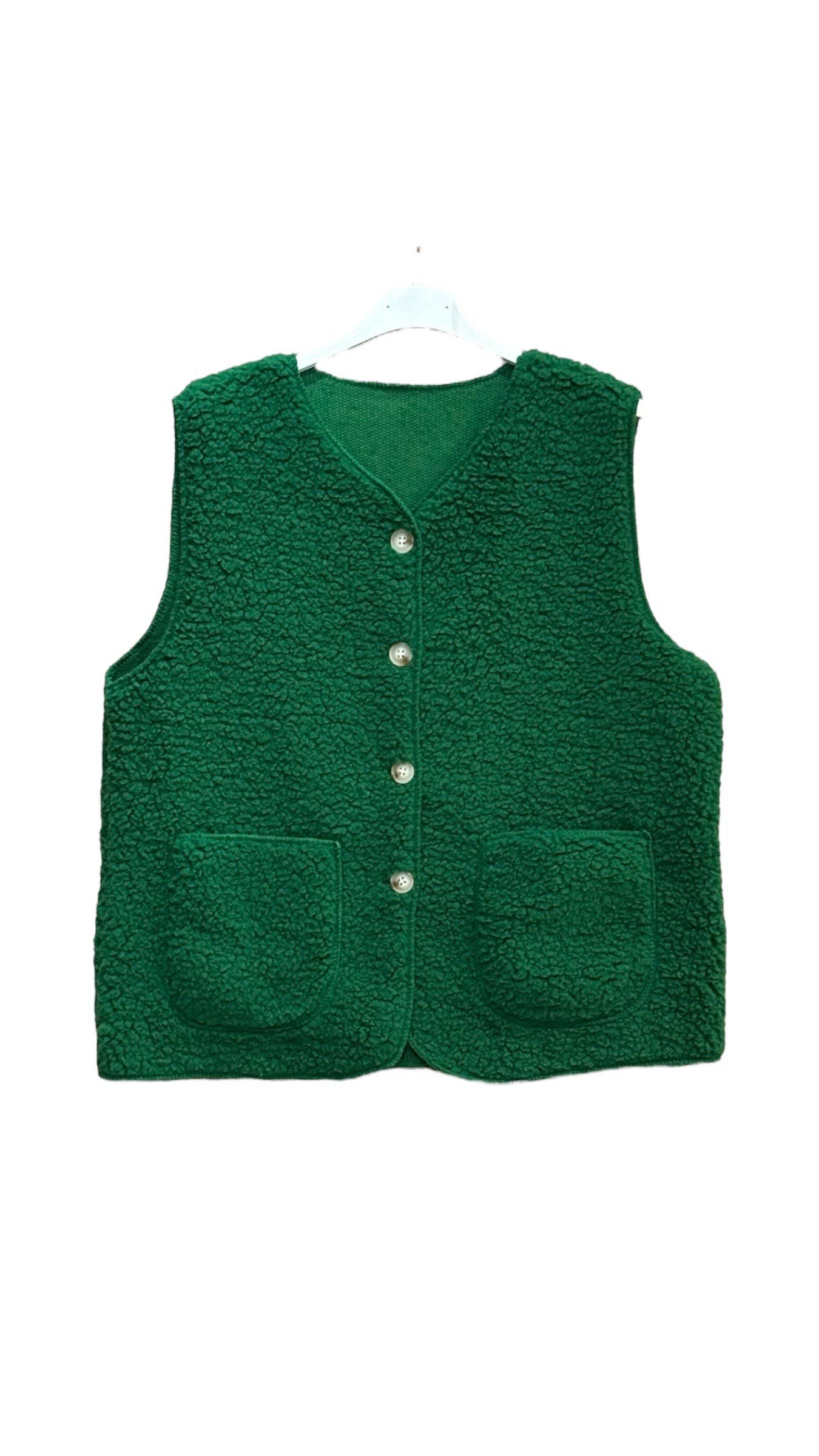 Moonsun - Venta al por mayor Chaleco de abrigo - Mujer - Chaleco sin mangas de piel de oveja con botones2