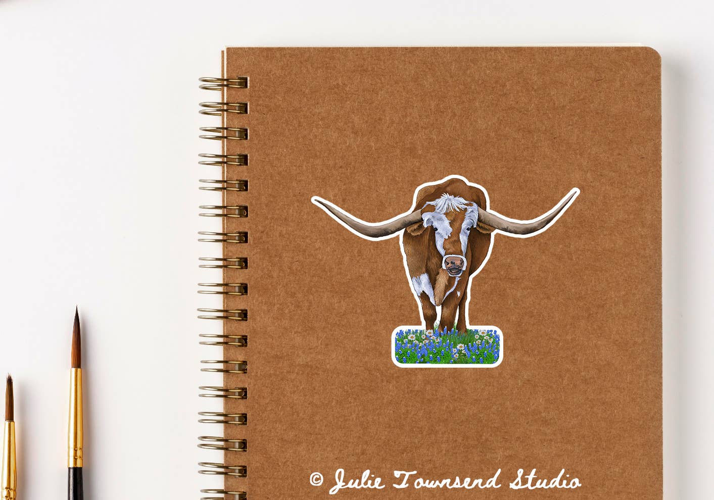 Julie Townsend Studio - Wholesale Sticker - Sticker - Longhorn Cow - Handmade with Waterproof Vinyl 1