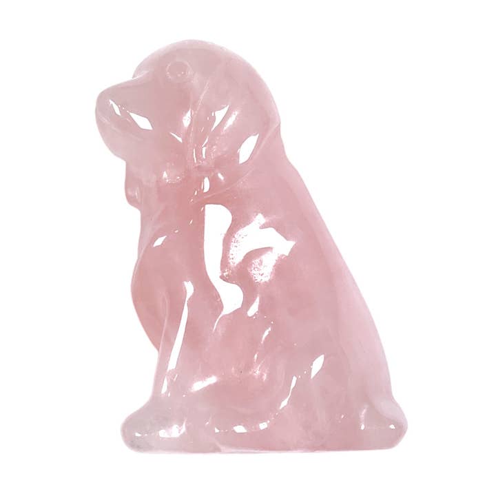 Pink Quartz dog figure for wholesale by Foliesbijoux