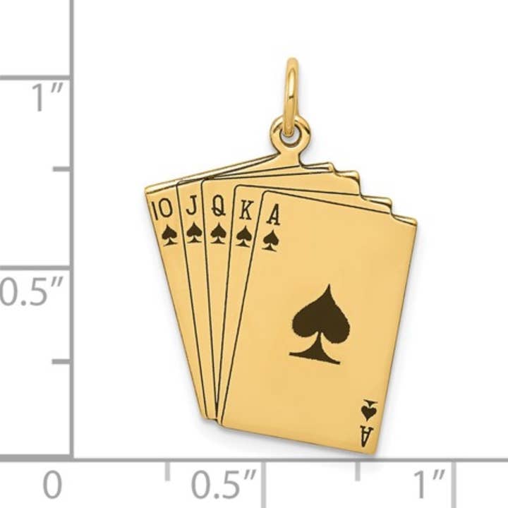 Pendentif Royal Flush en or jaune 14 carats pour la vente par Giancarlos Fine Jewelry