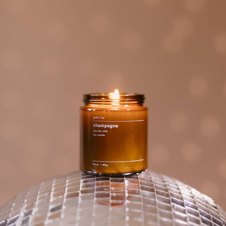 gold + ivy - Wholesale Jar/Filled Candle - champagne soy candle - strawberry vanilla