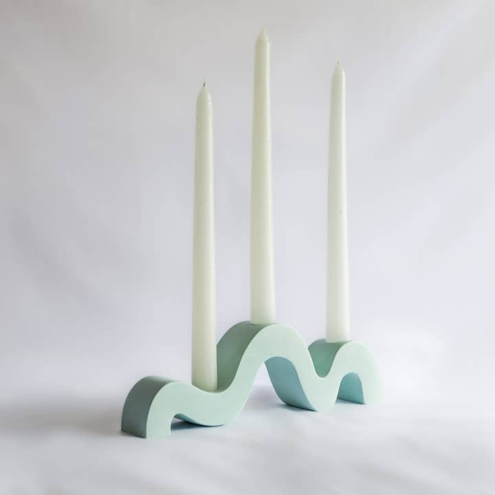 The Wave |Blue Candle Holder| Jesmonite Candle Holder for wholesale by Good Times Creative