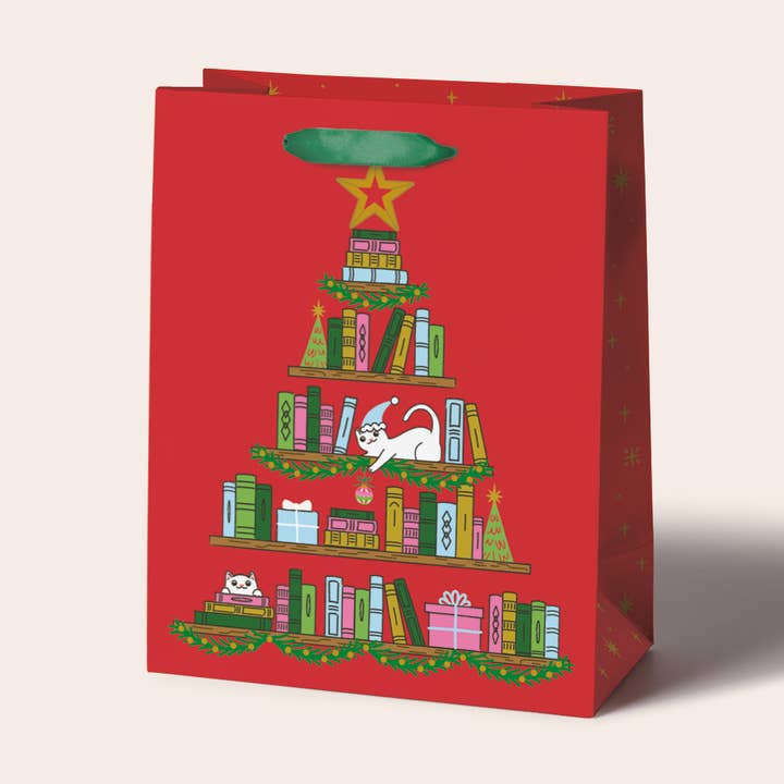 Sac cadeau rouge Arbre de livres pour la vente par Seltzer Goods
