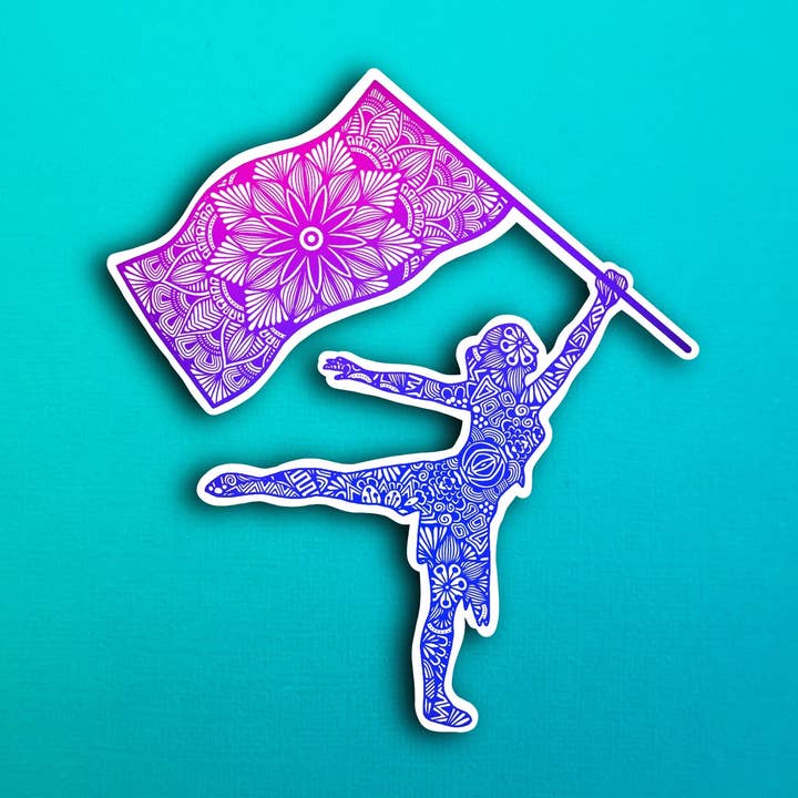 Pink Colorguard Sticker for wholesale by Zenspire Designs