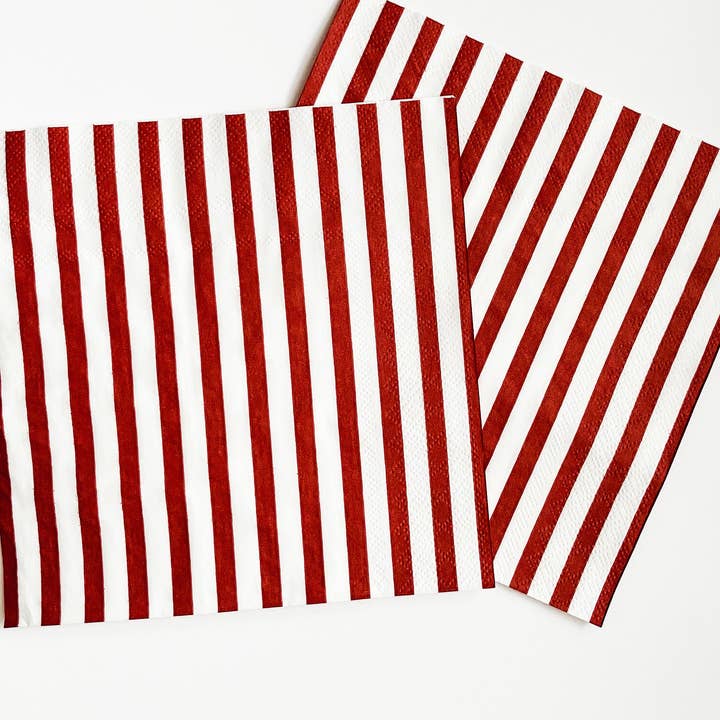 Josi James - Wholesale Dinner & Cloth Napkin - Classic Stripe Red Large Napkin (Set of 16)