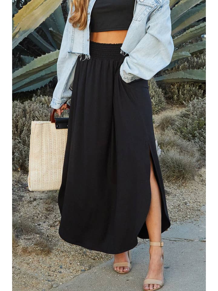 NINEXIS - Wholesale Skirt - Women's - CWBLS041-P_PLUS SIZE SMOCKING WAIST MAXI SKIRT10