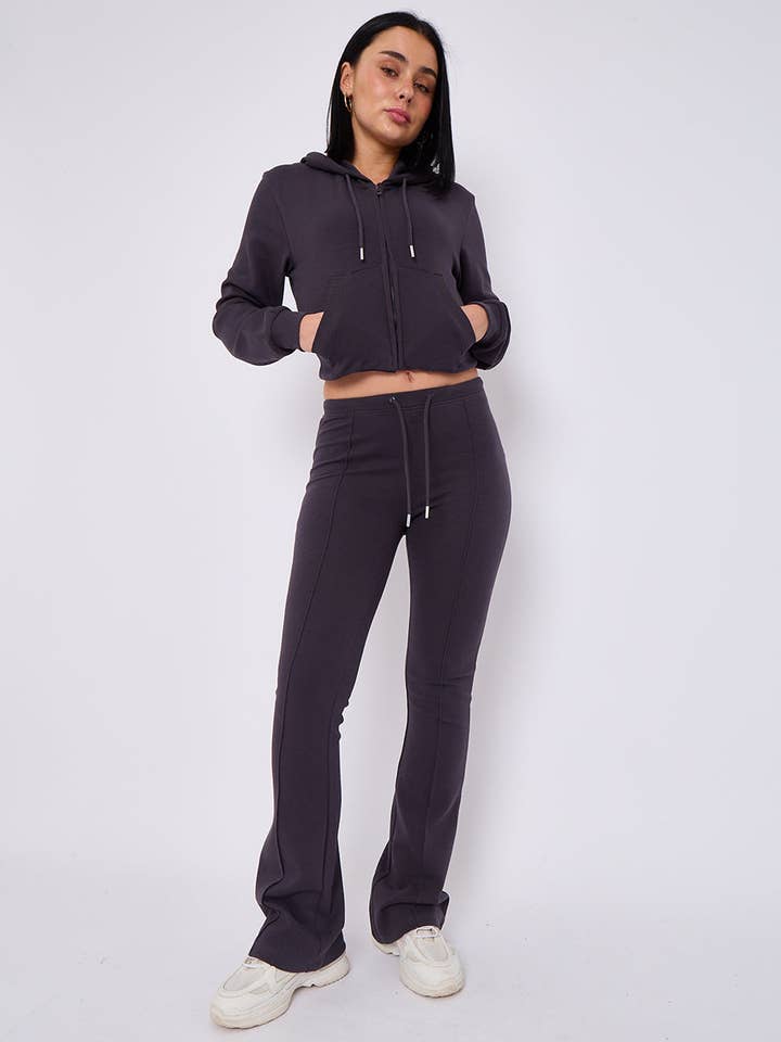 AX Labels - Wholesale Lounge Set - Women's - Interlock Cropped Zip Hoodie and Flared Trouser Set65