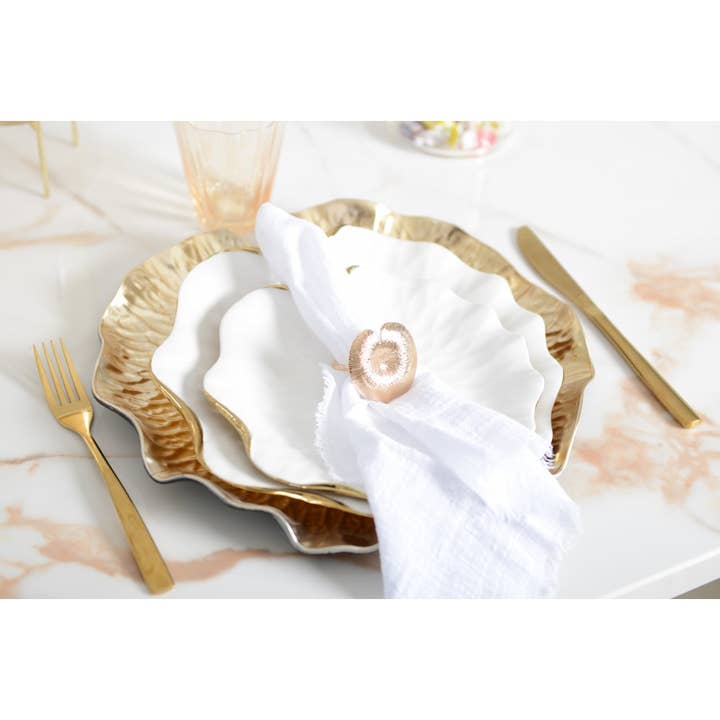 AULICA - Wholesale Dinner Plate - White porcelain dessert plate with gold edges3