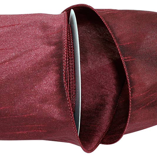 Dupioni Supreme Wired Edge, Burgundy, 4 In, 10 Yards for wholesale by RELIANT RIBBON