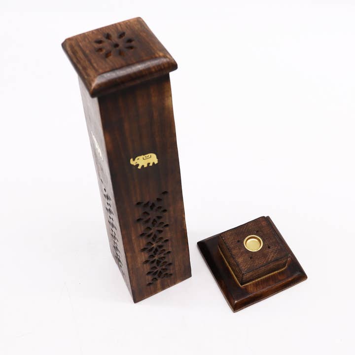 Ancient Wisdom – wholesale Incense – Box of 2 Tapered Incense Tower - Mango Wood1