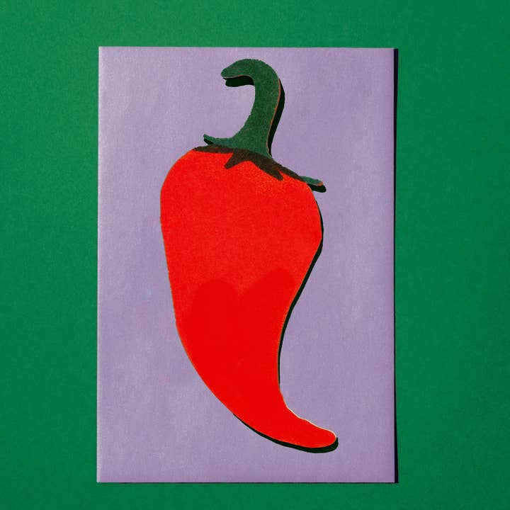 Mel Andrel - Wholesale Everyday Greeting Card - Spicy Peperoncino Pepper Die Cut Greeting Card