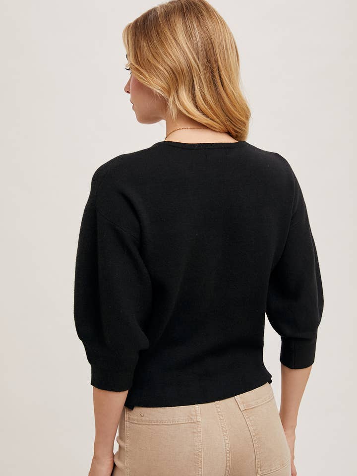 Bluivy - Wholesale Knit Sweater - Women's - PUFFED 3/4 SLEEVED KNIT SWEATER TOP5