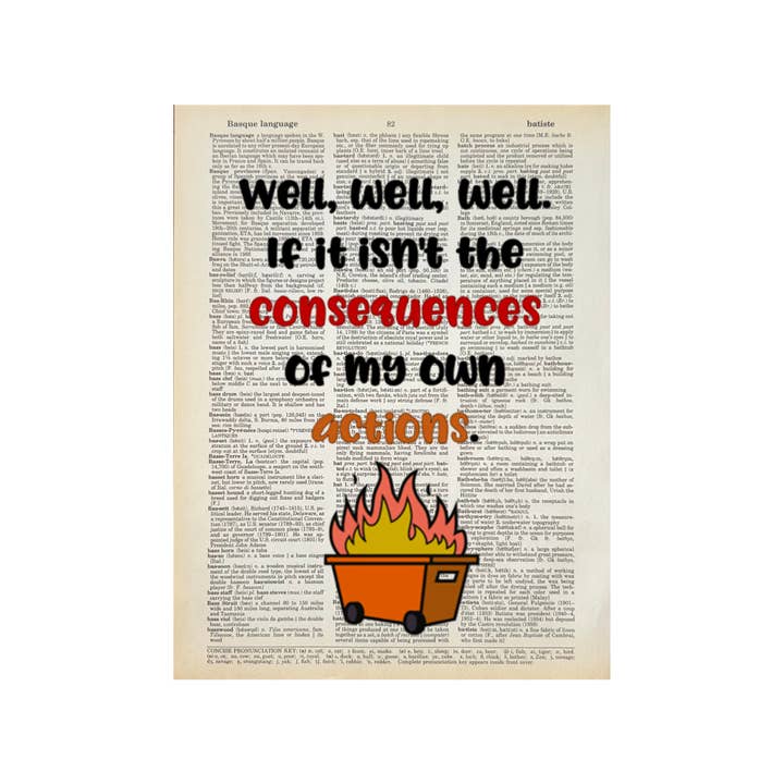 Well, well, well, if it| Dictionary Print | Vintage Book Art for wholesale by Bookish Birds