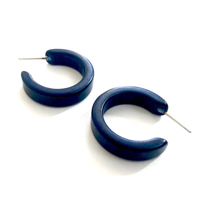 Navy Blue Mini Classic Hoop Earrings for wholesale by Leetie Lovendale